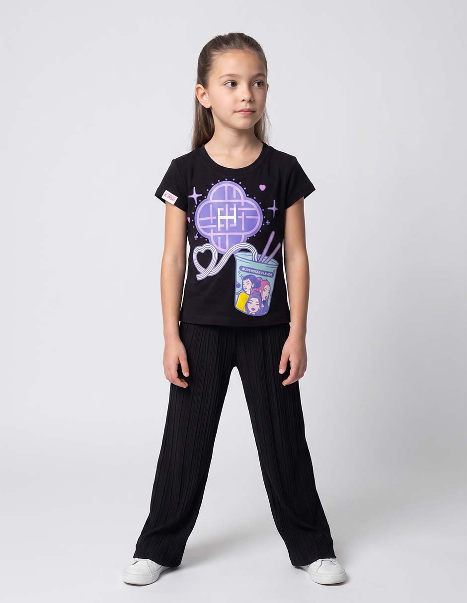 Playera k-pop demon hunters manga corta para niña