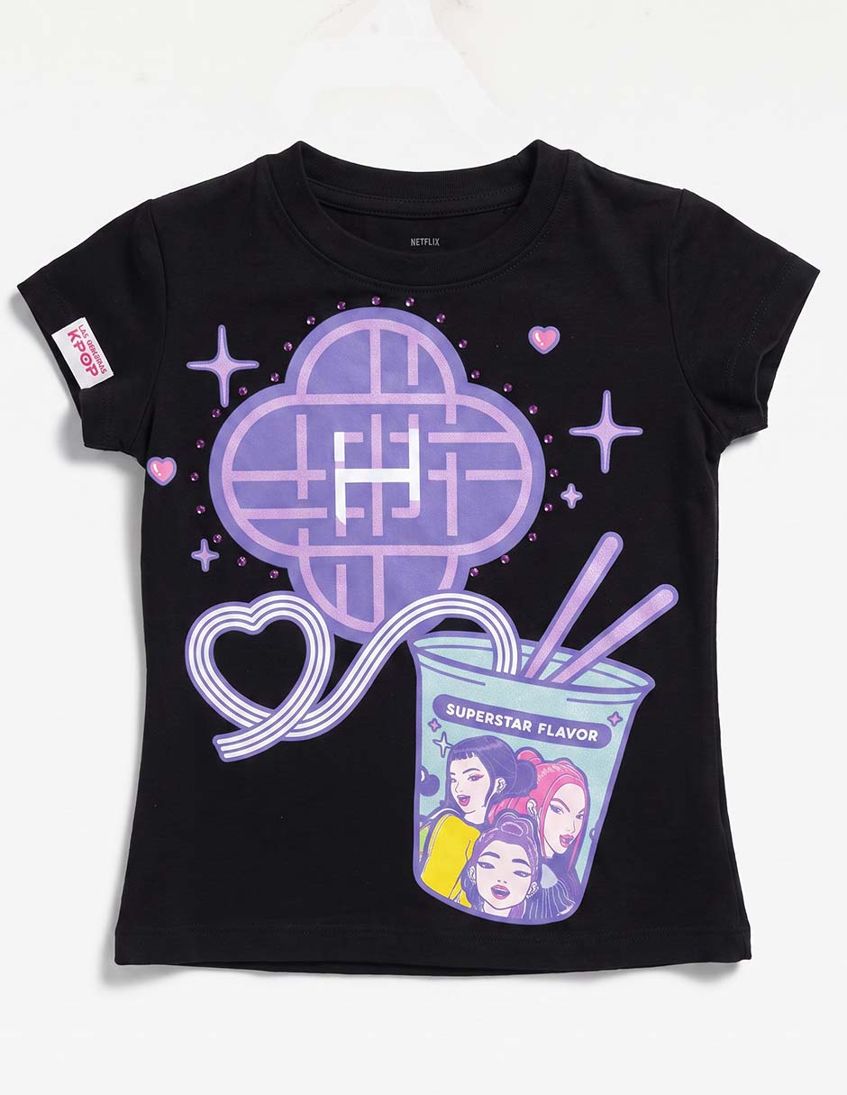 Playera k-pop demon hunters manga corta para niña 2
