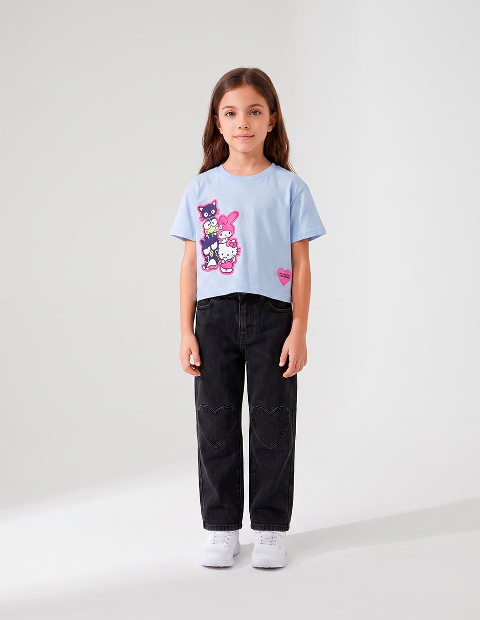 Playera hello kitty and friends manga corta para niña