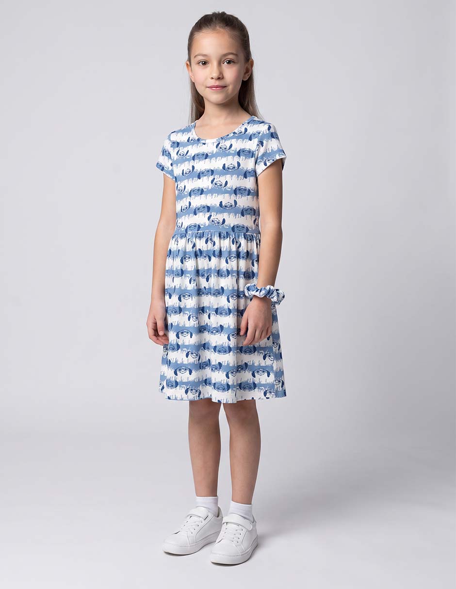 Vestido casual stitch manga corta para niña Vestido casual stitch manga corta para niña