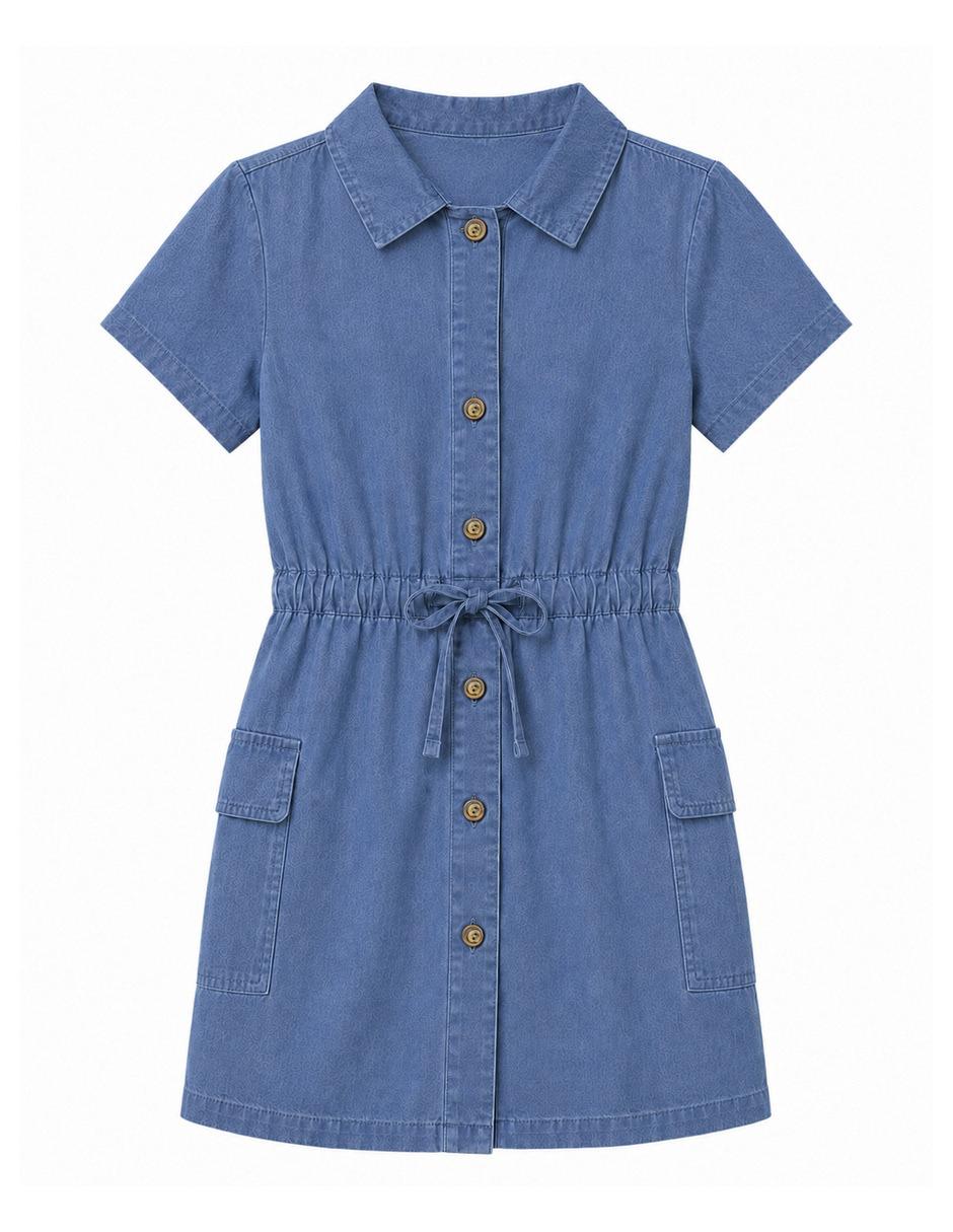 Vestido casual manga corta para niña Vestido casual manga corta para niña
