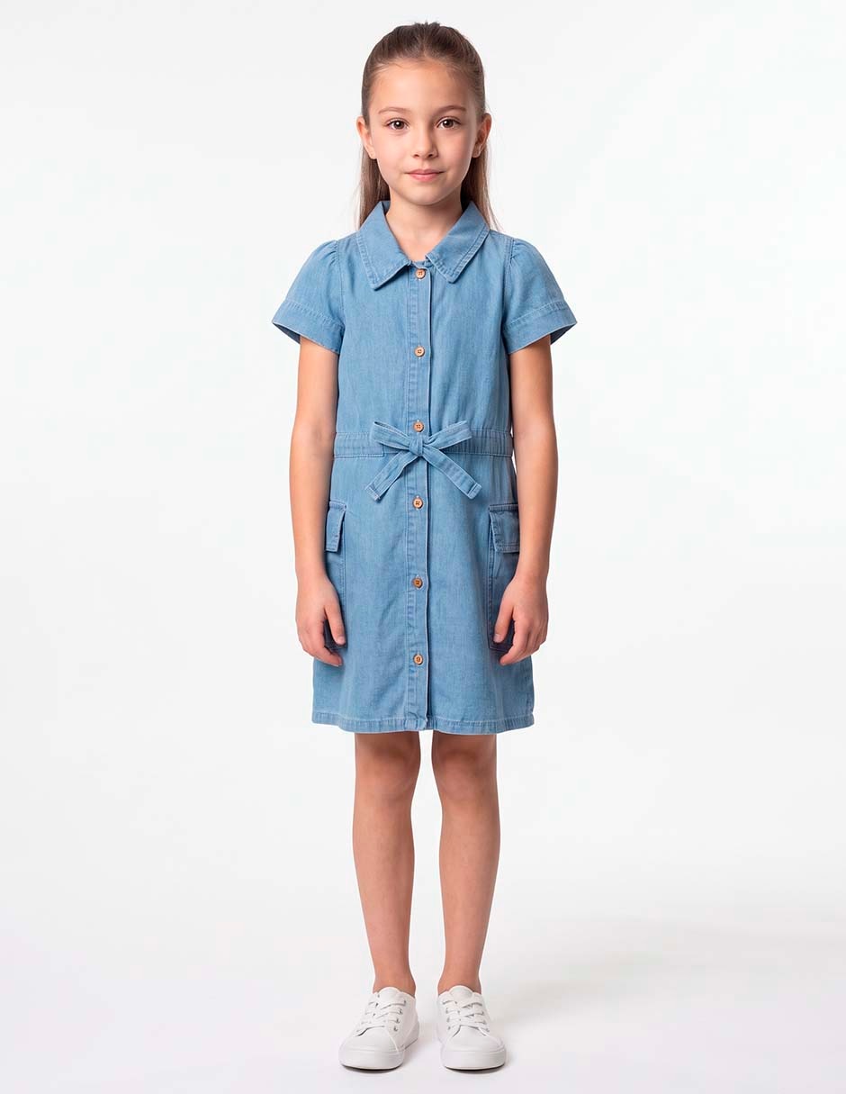 Vestido manga corta para niña 7