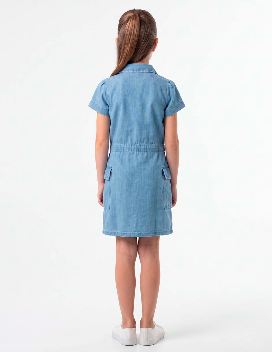 Vestido manga corta para niña 8