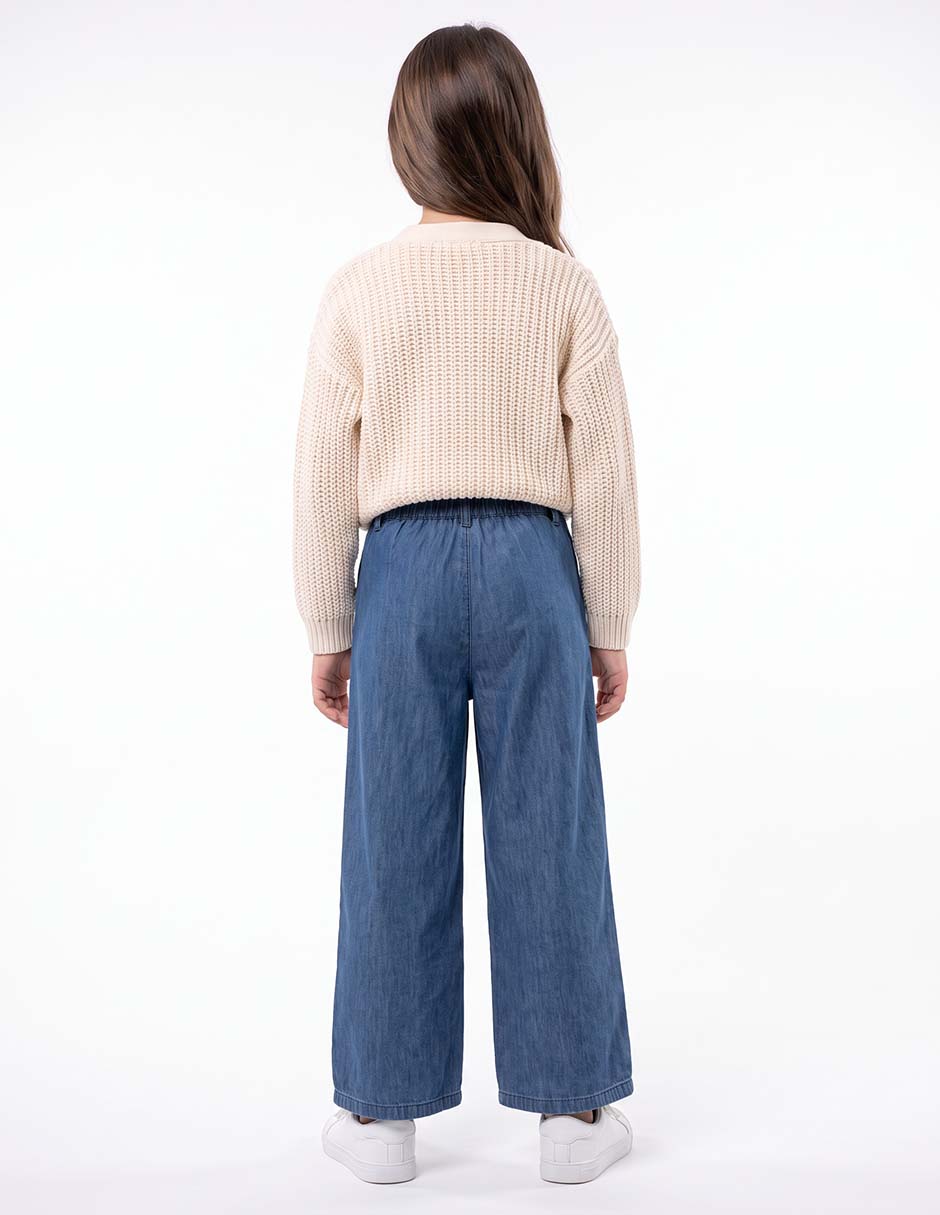 Jeans wide leg lavado denim para niña 6