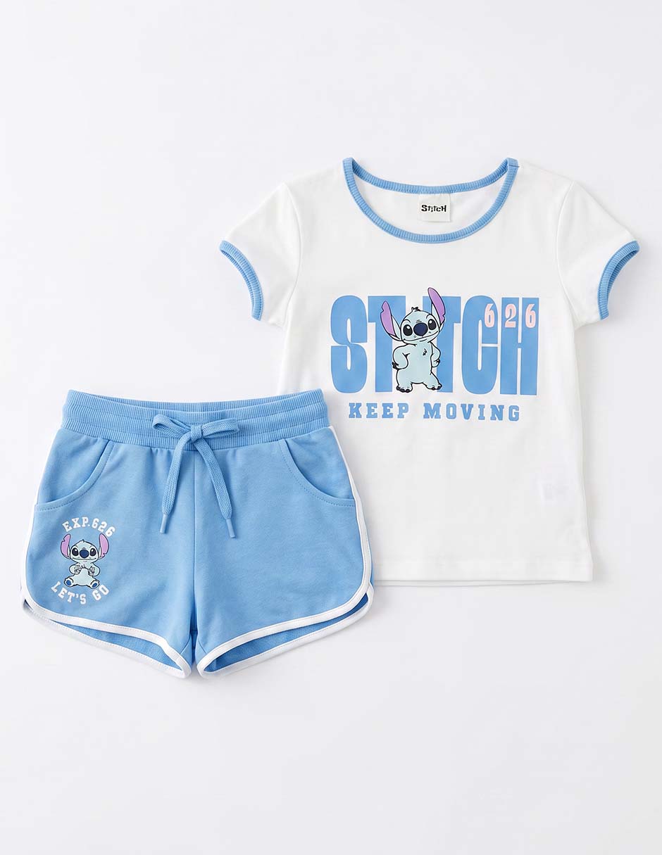 Conjunto casual stitch de algodón y elastano para infantil niña 2