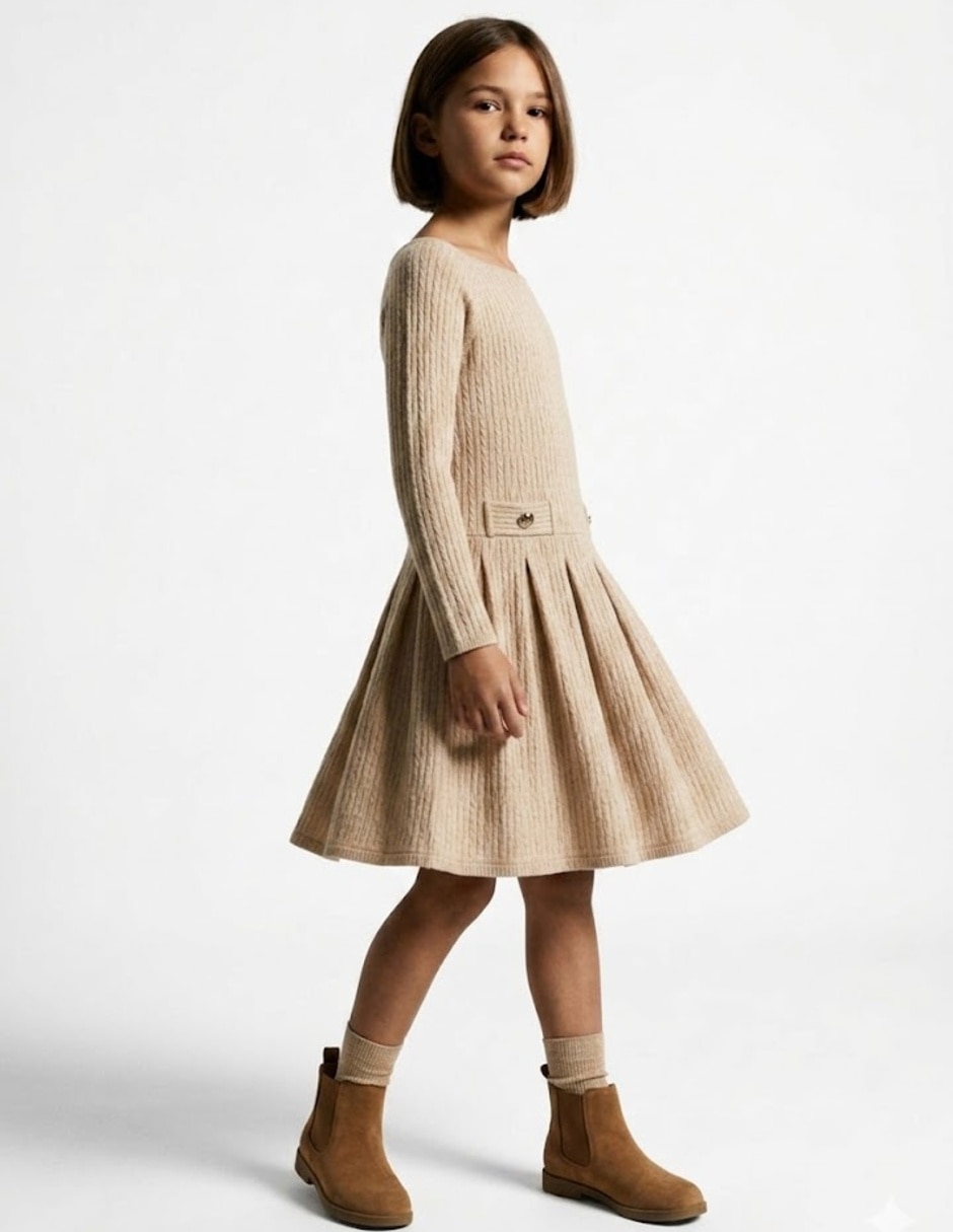 Vestido formal manga larga para infantil niña 2