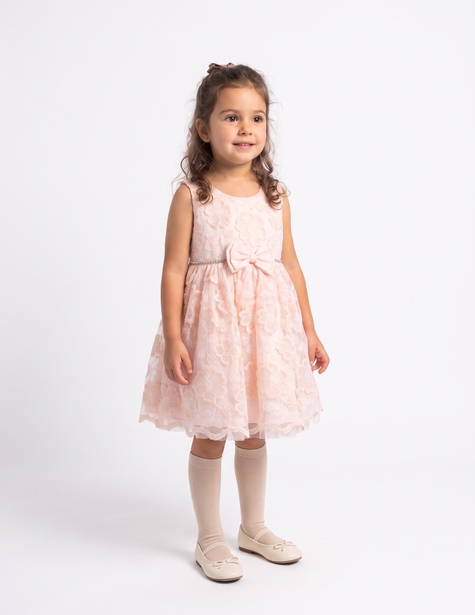 Vestido formal manga corta para niña
