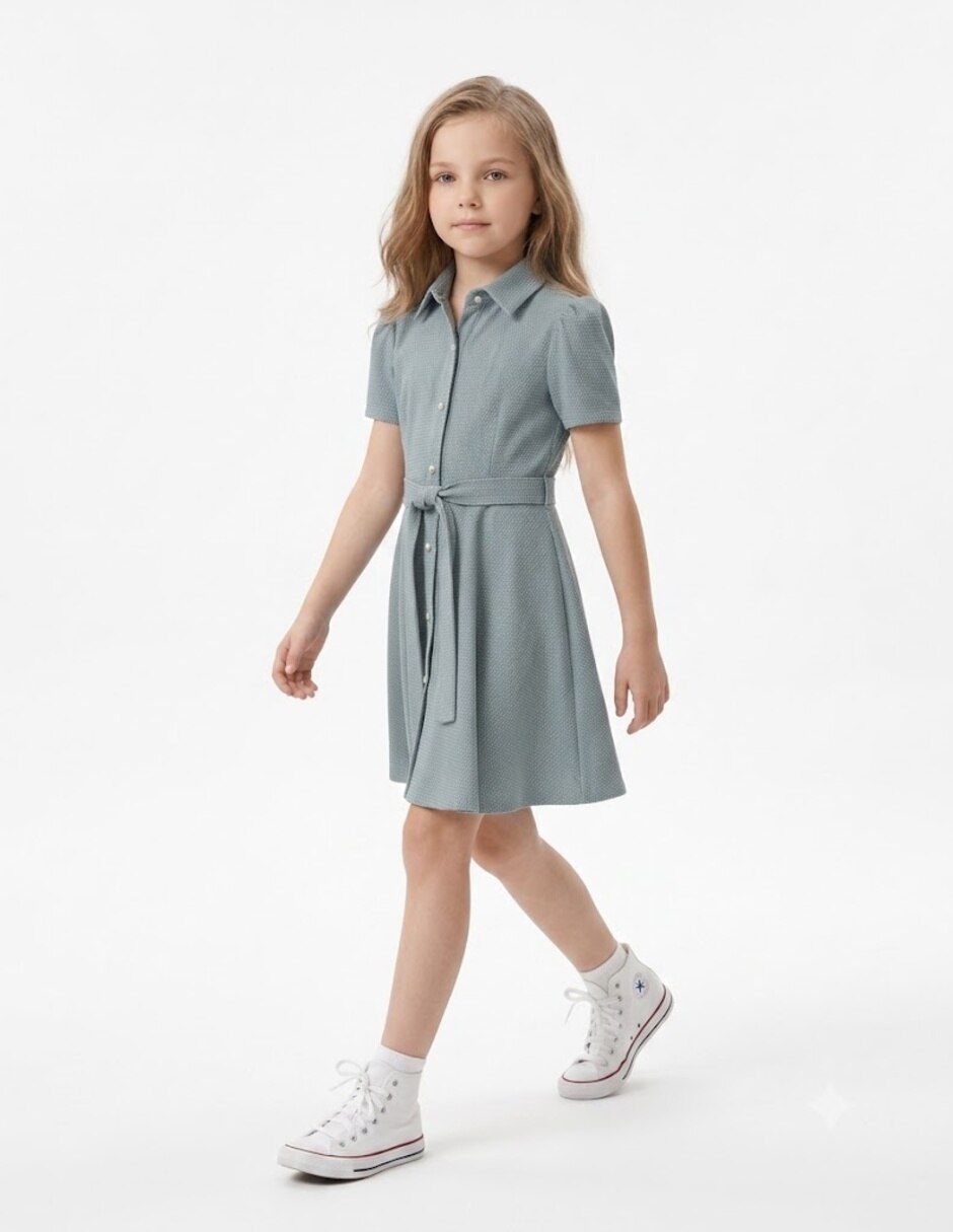 Vestido formal manga con puño para infantil niña 5