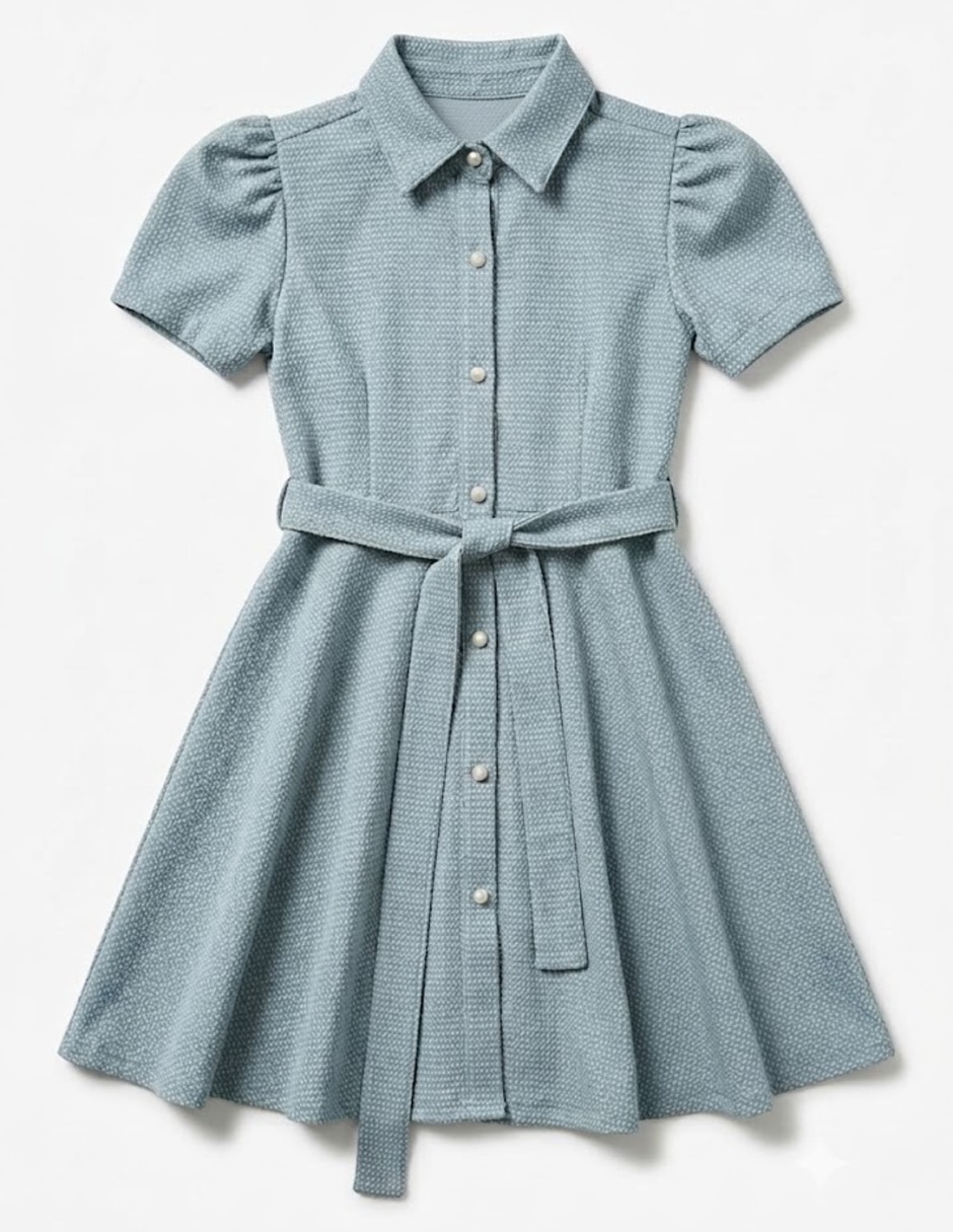 Vestido formal manga con puño para infantil niña 4