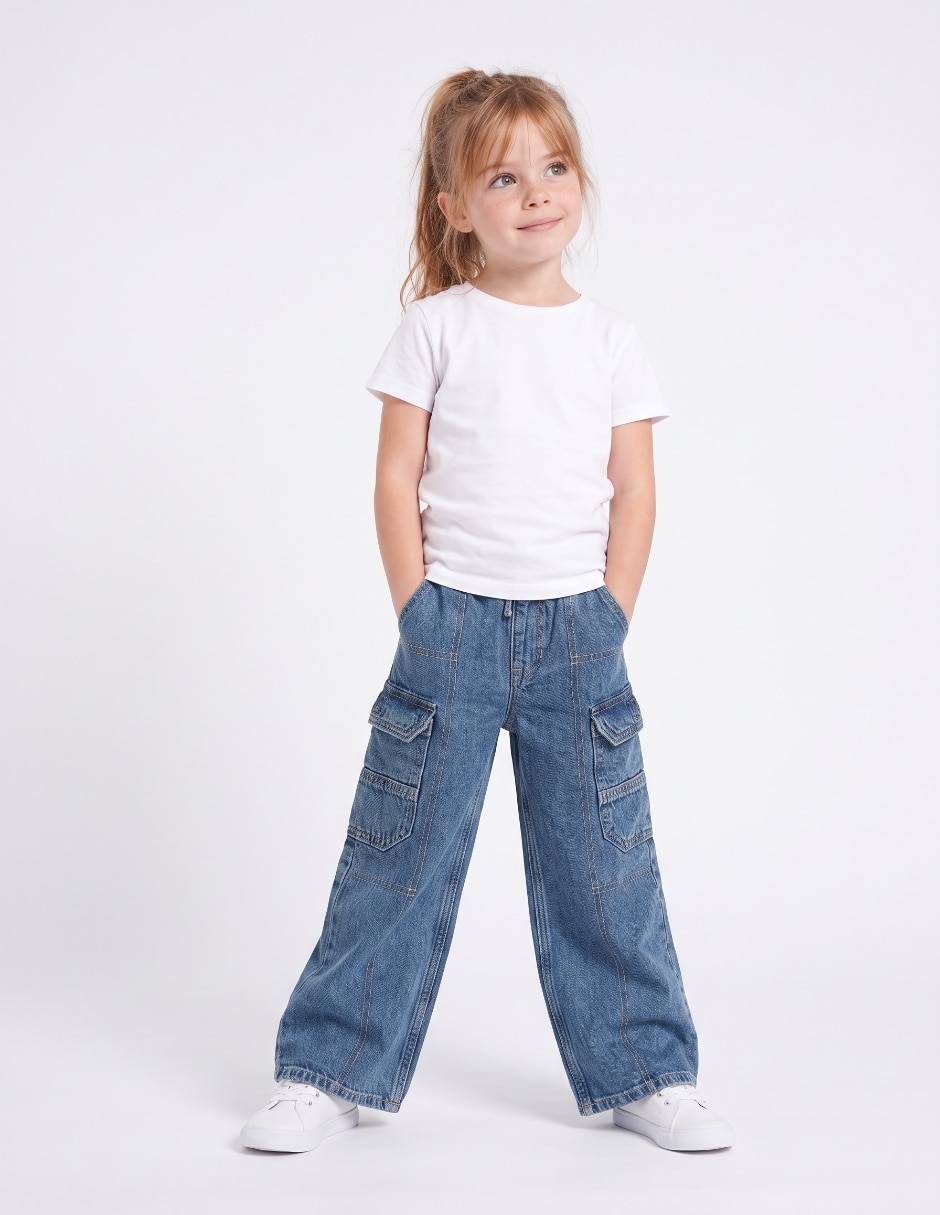 Jeans wide leg 897529-000 lavado medio para niña Jeans wide leg 897529-000 lavado medio para niña