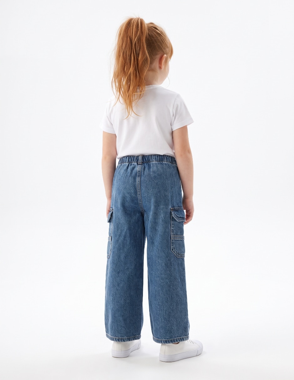 Jeans wide leg 897529-000 lavado medio para niña 2