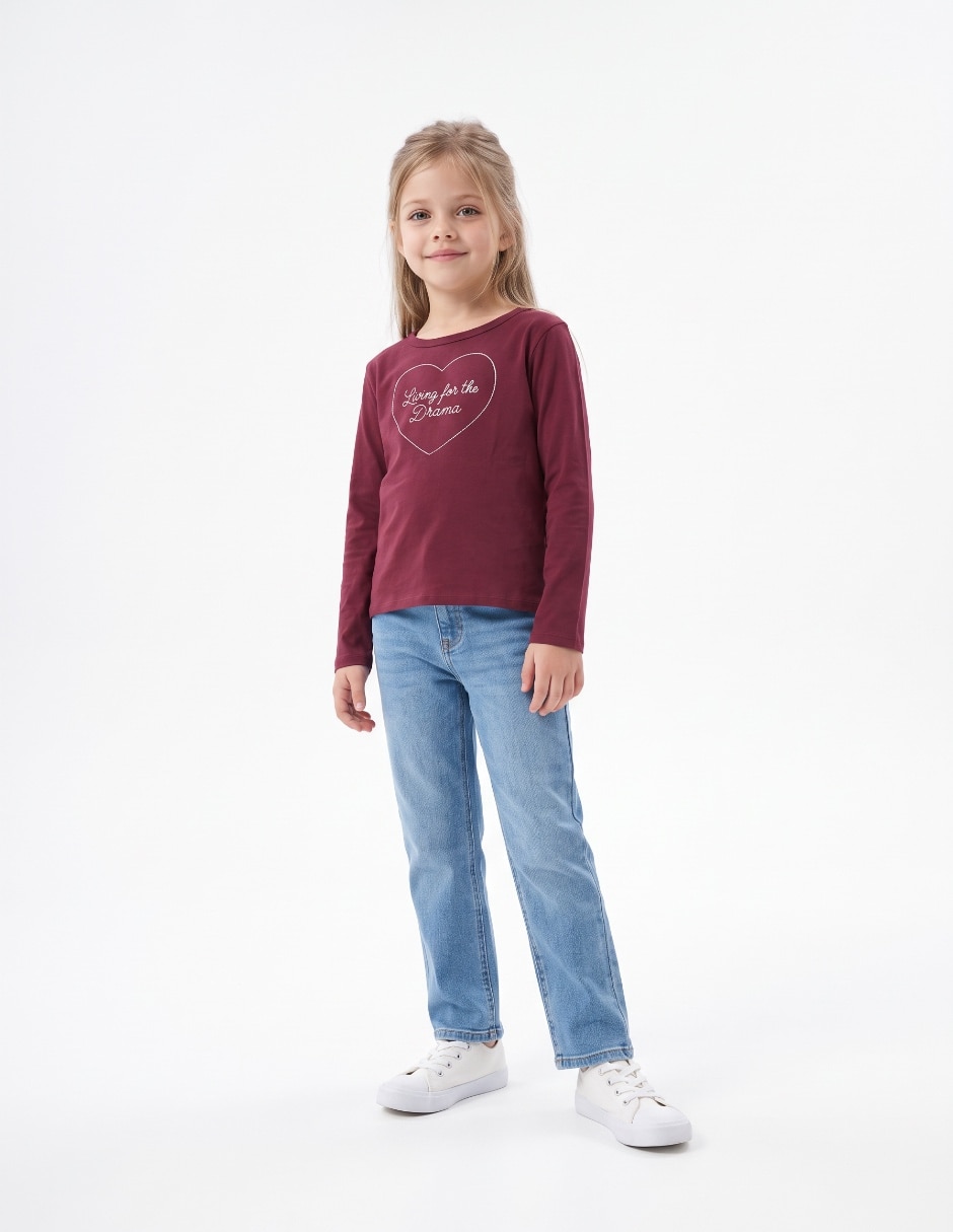 Playera manga larga para niña