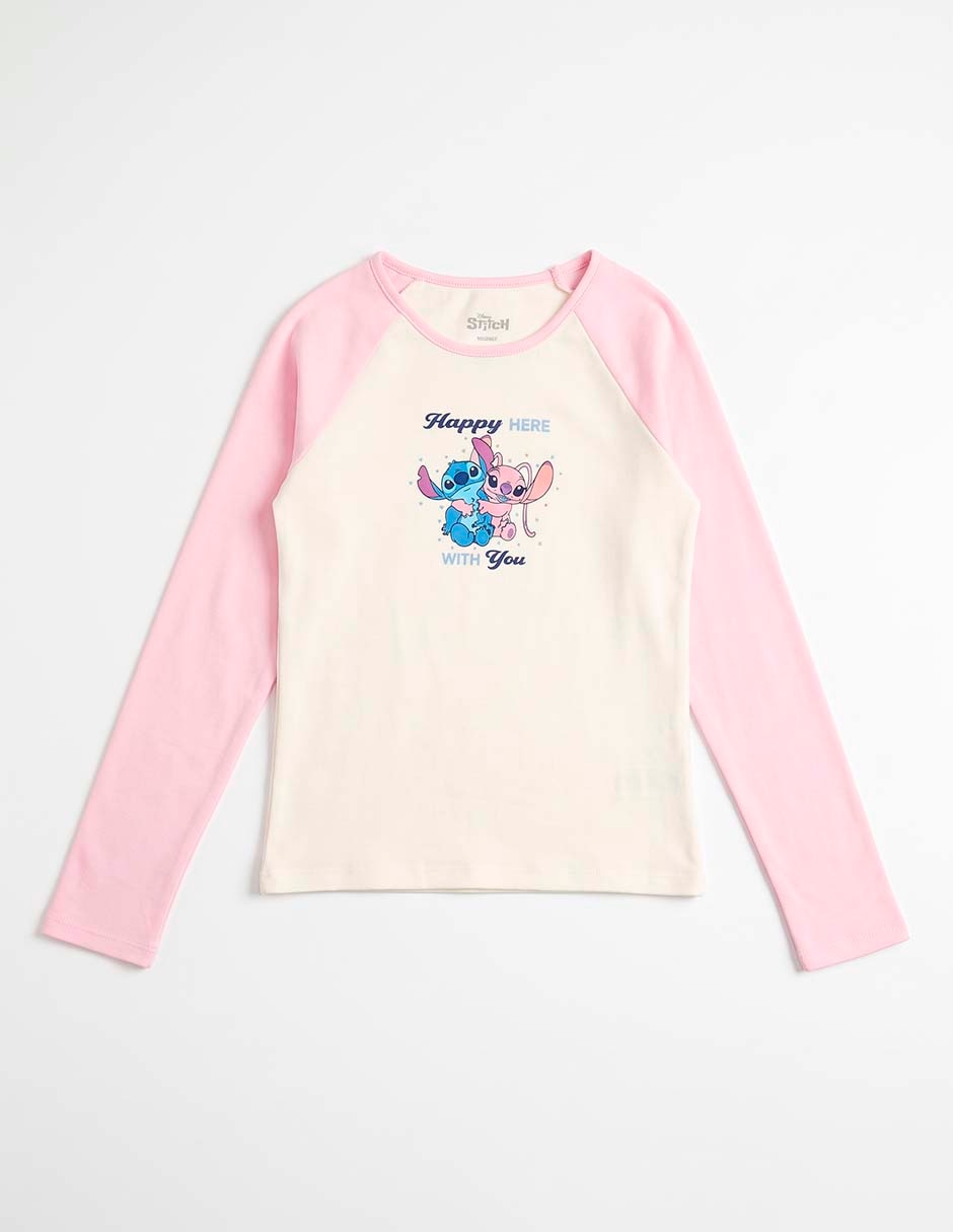 Set playera/Playera Stitch manga Larga para Infantil Niña