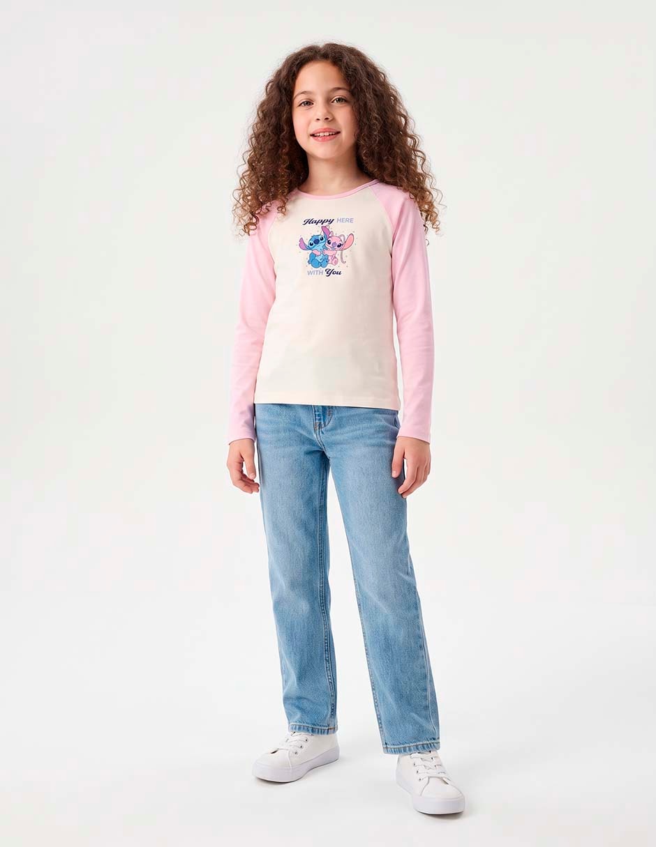 Set playera/Playera Stitch manga Larga para Infantil Niña 3
