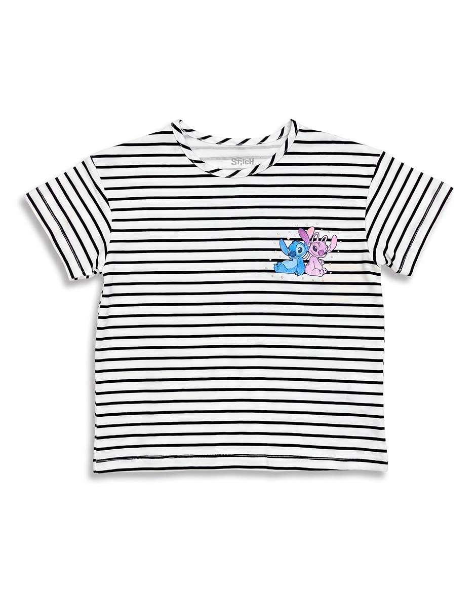 Playera Stitch y Ángel manga corta para niña 4