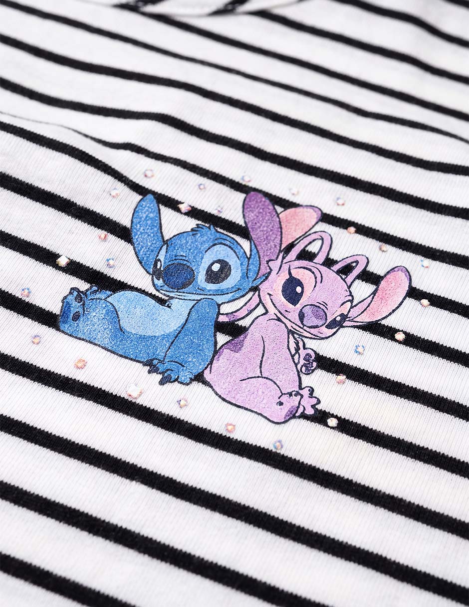 Playera Stitch y Ángel manga corta para niña 2