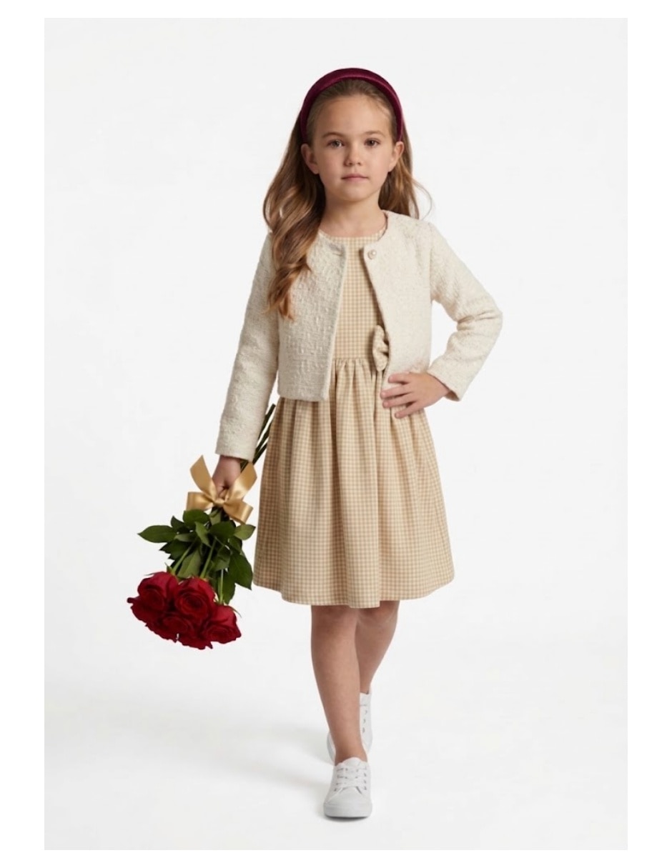 Vestido con suéter sin manga para niña Vestido con suéter sin manga para niña