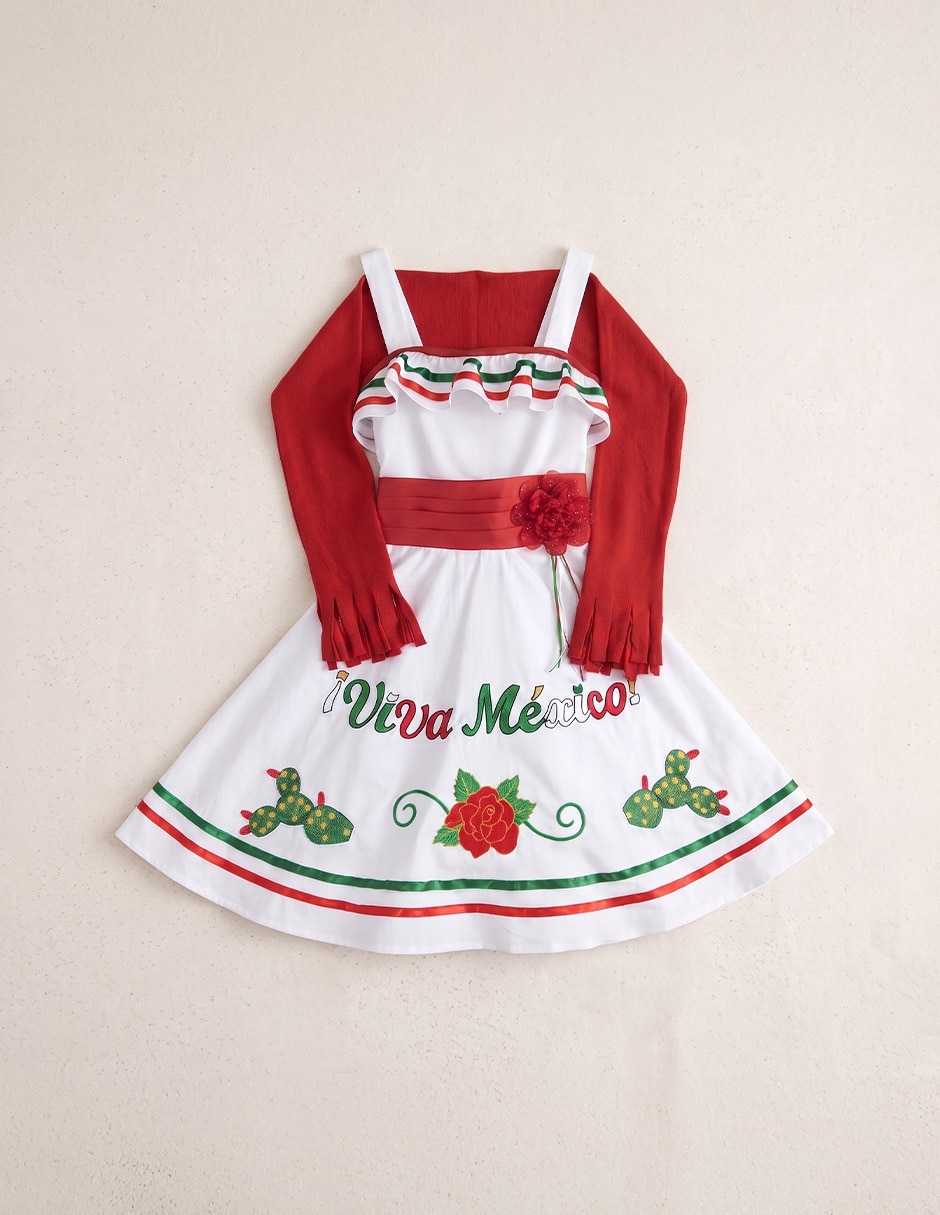 Vestido patrio 3 sin manga para niña Vestido patrio 3 sin manga para niña