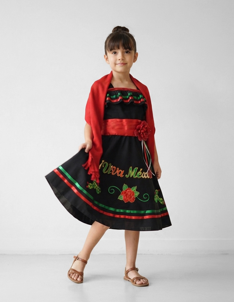 Vestido patrio 3 sin manga para niña 6