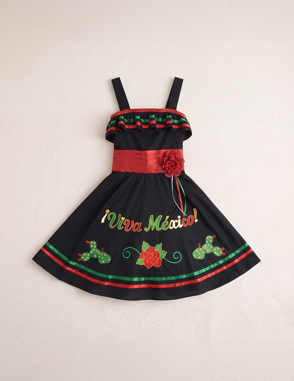 Vestido patrio 3 sin manga para niña 10
