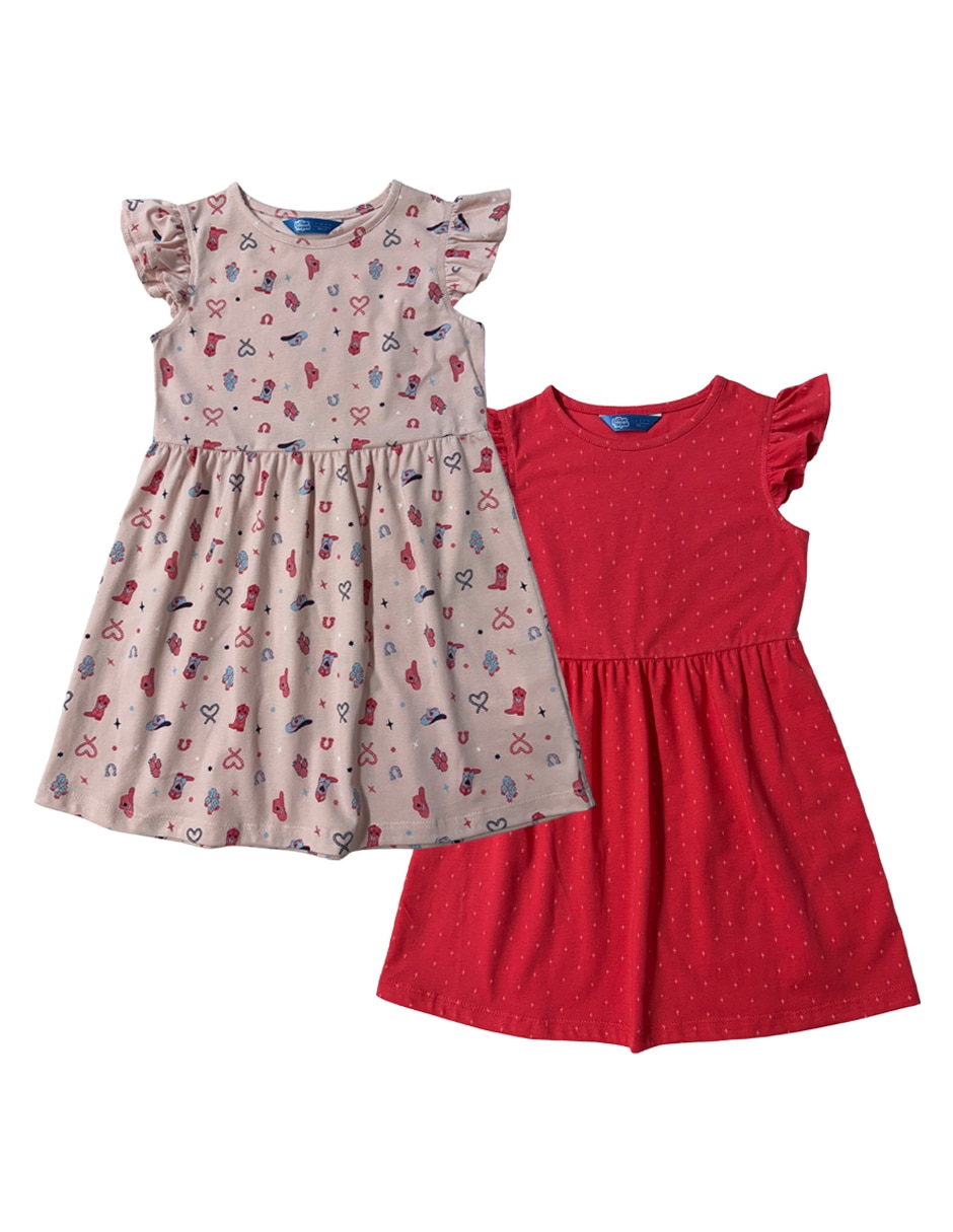 Set vestido manga volantes para niña Set vestido manga volantes para niña